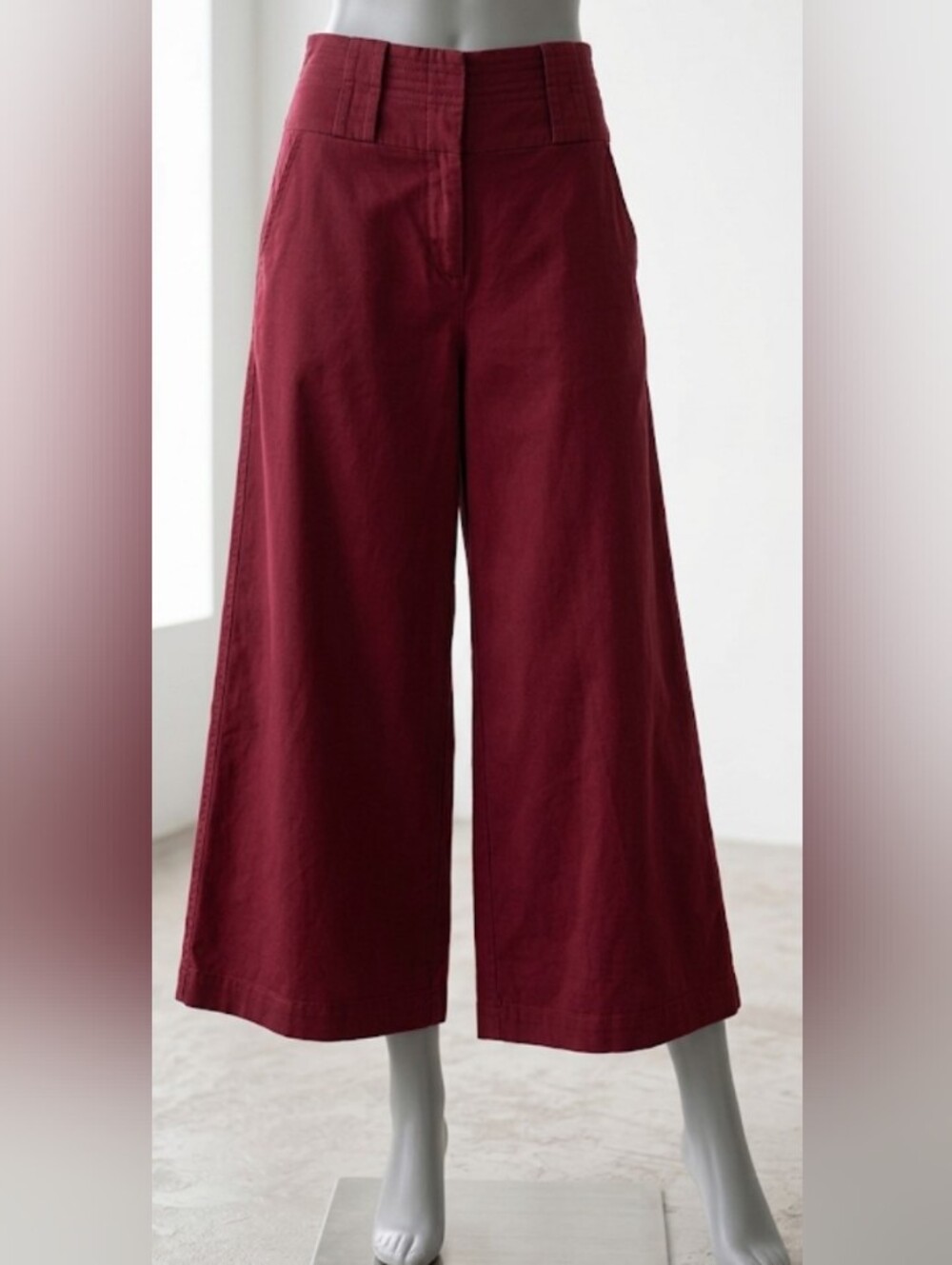 7th Avenue Wide-Leg Burgundy Culottes (Size 6) Comfy Office Everyday